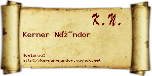 Kerner Nándor névjegykártya